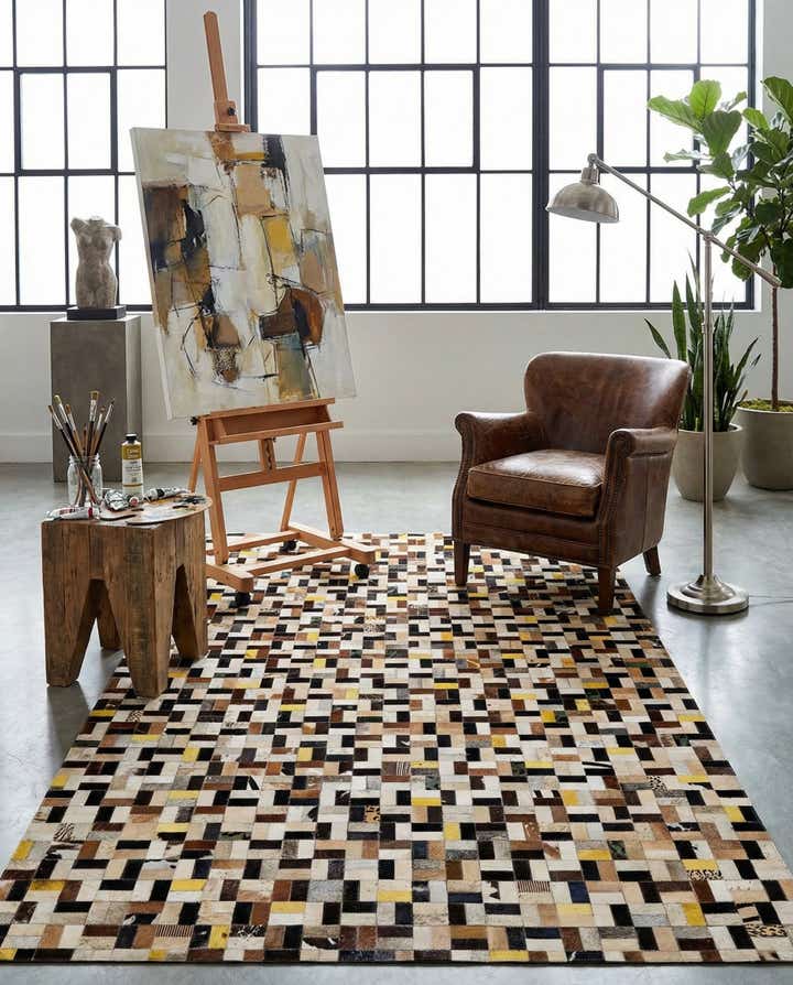5' 1 x 8' Cowhide - Patchwork Rug