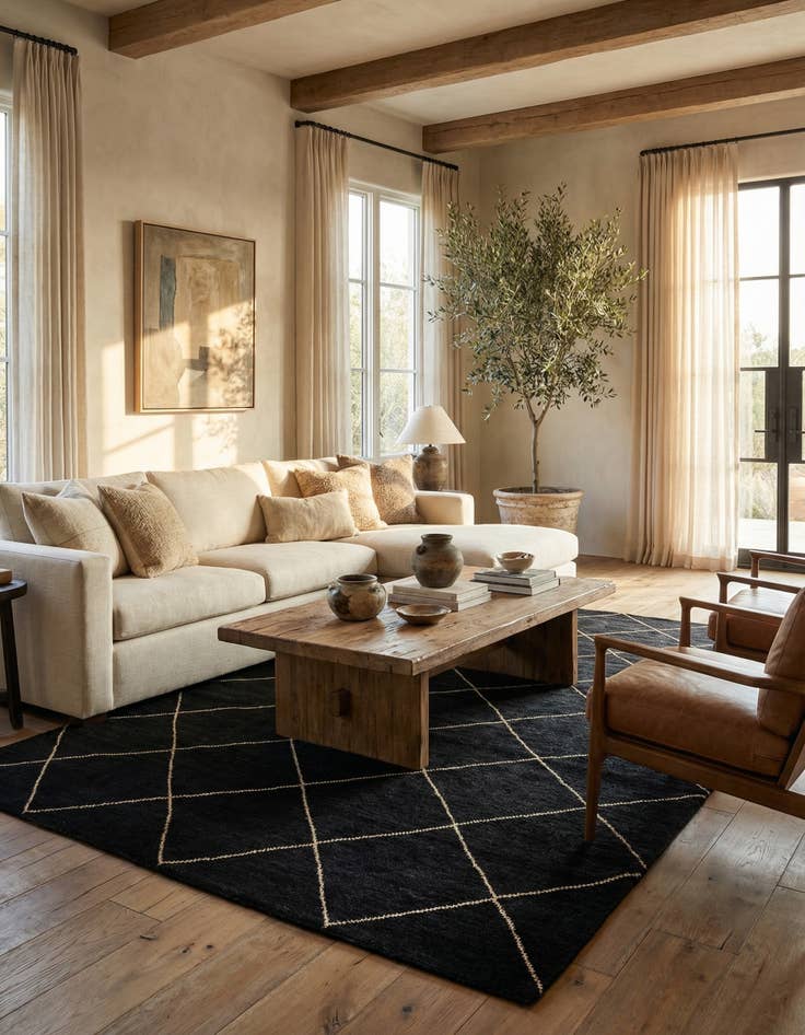 Detail image of 6' 8 x 10'  Hand Knotted Moroccan Wool Rug