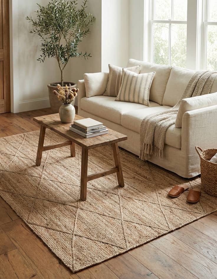 Detail image of 6' 1 x 9'  Hand Braided Jute Rug