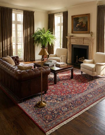 9' 10 x 12' 10 Hand Knotted Kashan Persian Wool Rug