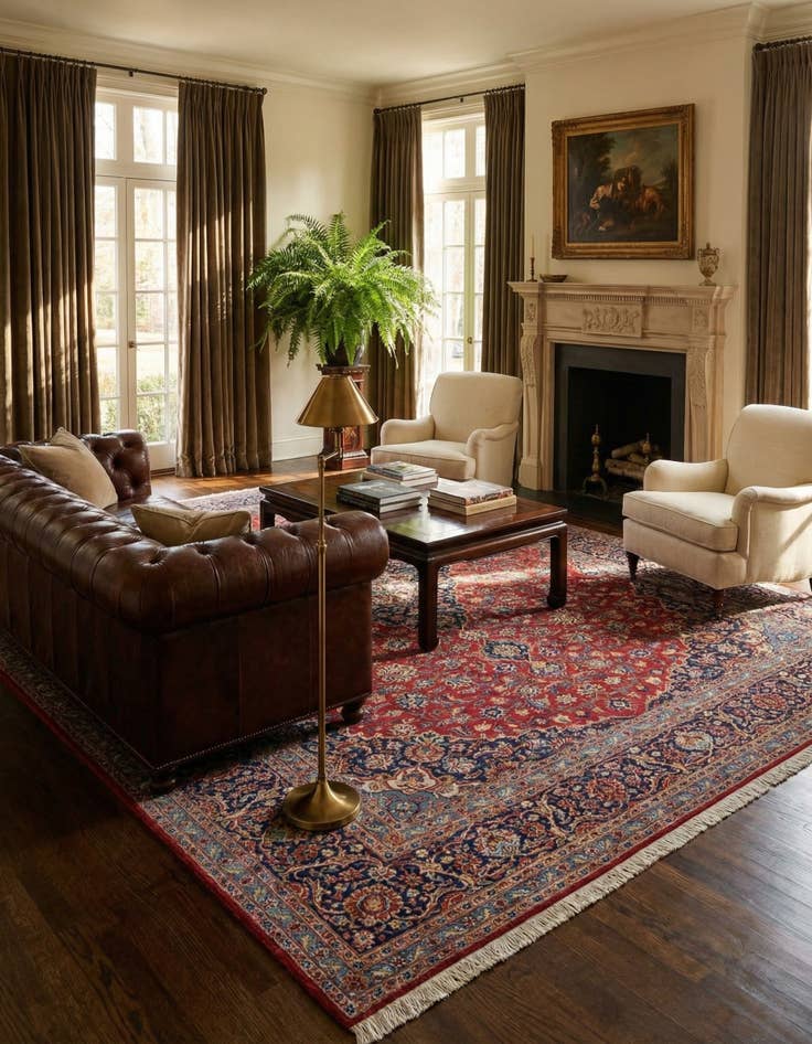 Detail image of  9' 10 x 12' 10  Hand Knotted Kashan Persian Wool Rug