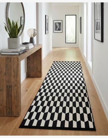 Black and White Milano Runner Rug