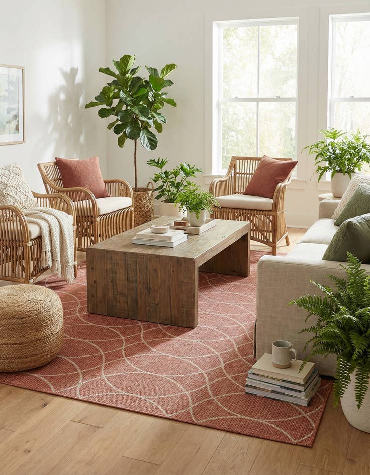 Detail image of 10' x 10'  Washable Trellis Indoor / Outdoor Square Rug