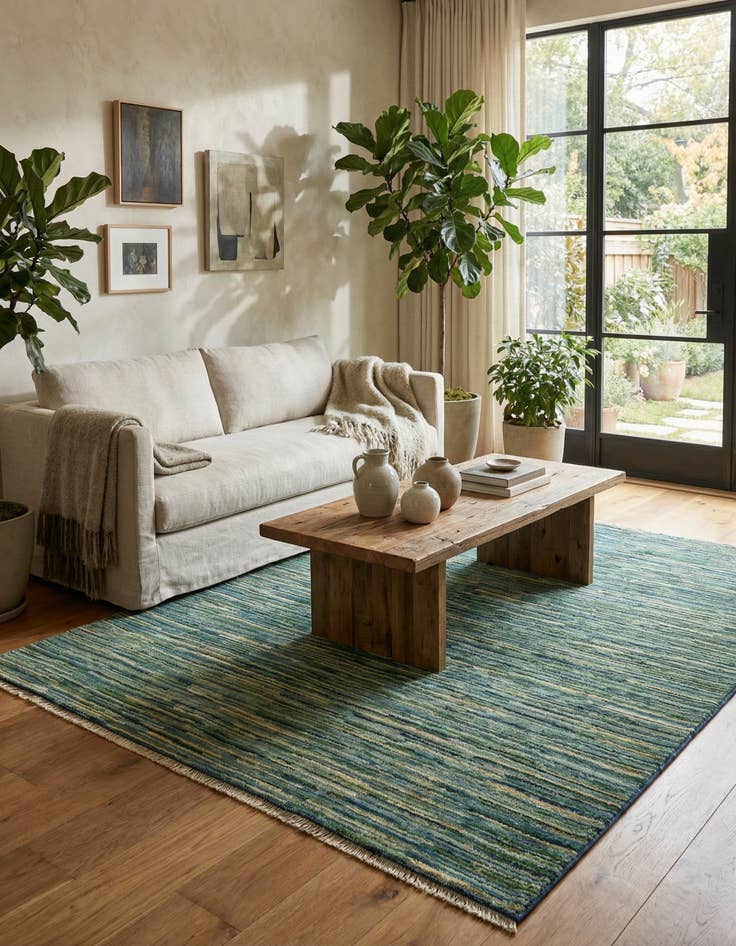 Detail image of  4' 9 x 6'  Hand Knotted Gabbeh Wool Rug