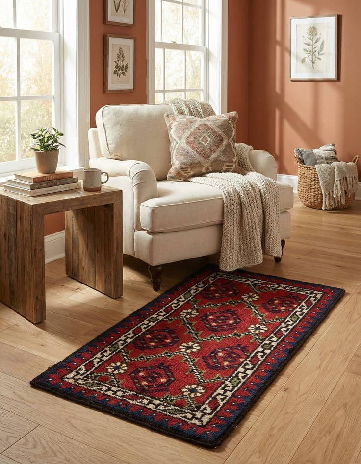 Detail image of 2' 4 x 4' 2 Hand Knotted Moroccan Wool Rug