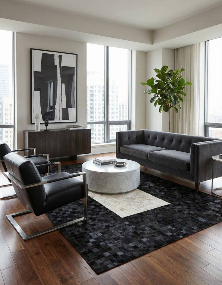 Detail image of 5' x 7' 11 Cowhide Stocks Rug