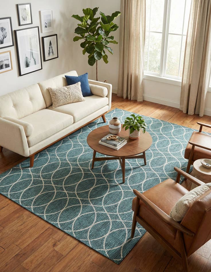 Detail image of 5' 3 x 7' 10  Washable Trellis Indoor / Outdoor Rug