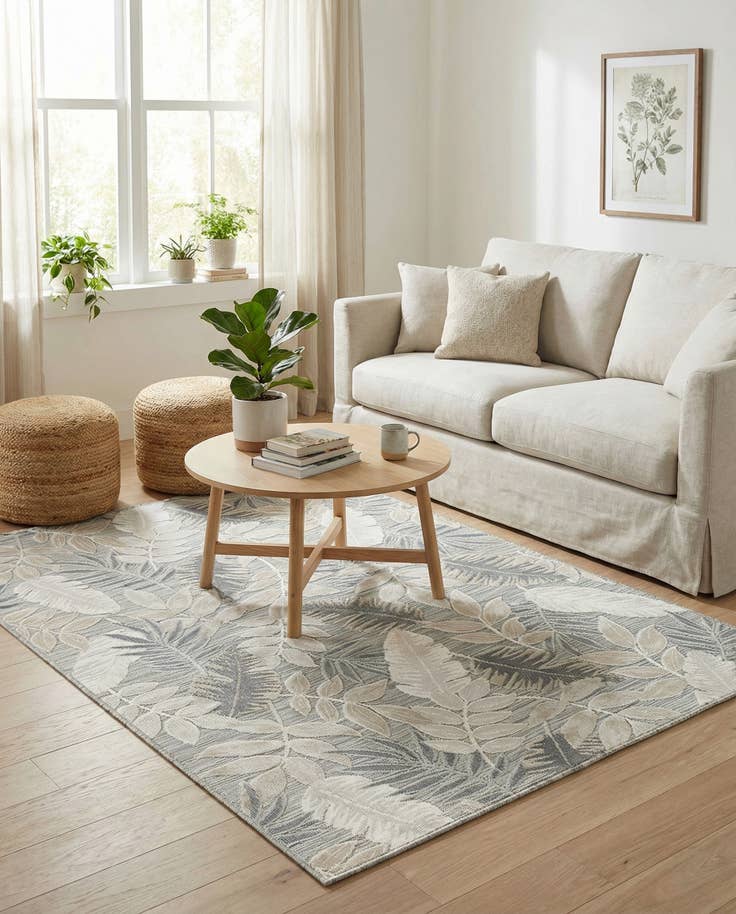 Detail image of 5' 2 x 8' Easy-Clean Botanical Indoor / Outdoor Rug