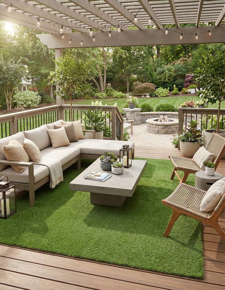 Detail image of 9' x 12' Easy-Clean Grass Indoor / Outdoor Rug