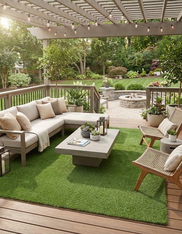 Green Easy-Clean Grass Indoor / Outdoor Rug