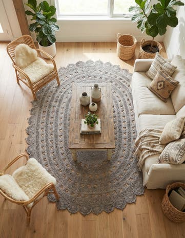 7' 10 x 10' Handmade Braided Jute Oval Rug