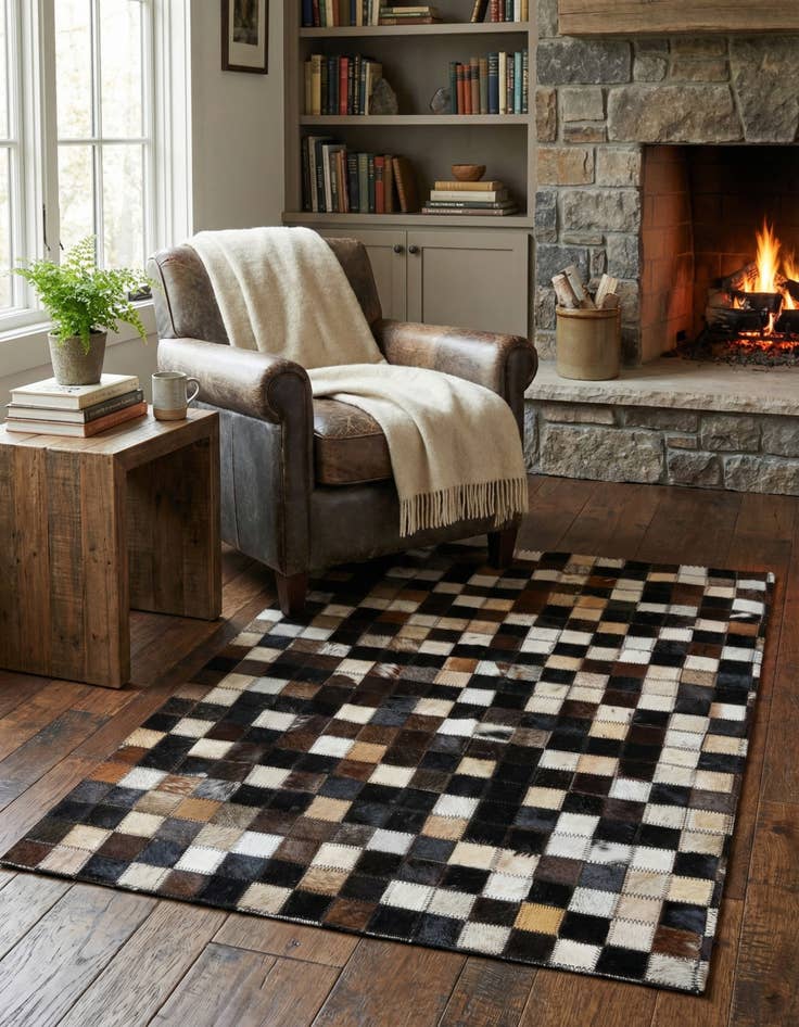 Detail image of  2' x 3' Cowhide Leather Rug