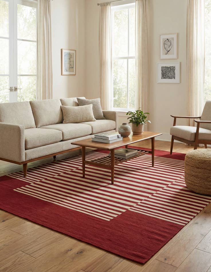 Detail image of 6' x 7' 5  Hand Woven Kilim Modern Wool Square Rug