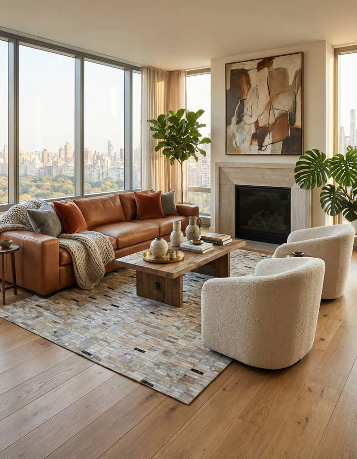 Detail image of  4' 11 x 7' 11 Cowhide - Patchwork Rug