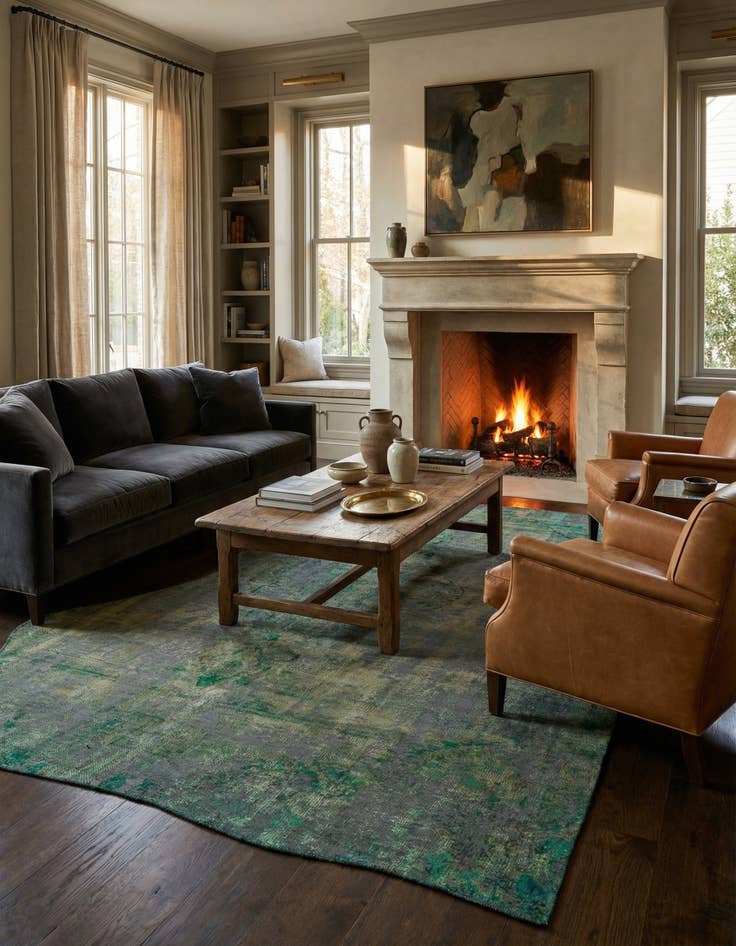 Detail image of 5' 7 x 9' 7  Hand Knotted Ultra Vintage Persian Wool Rug