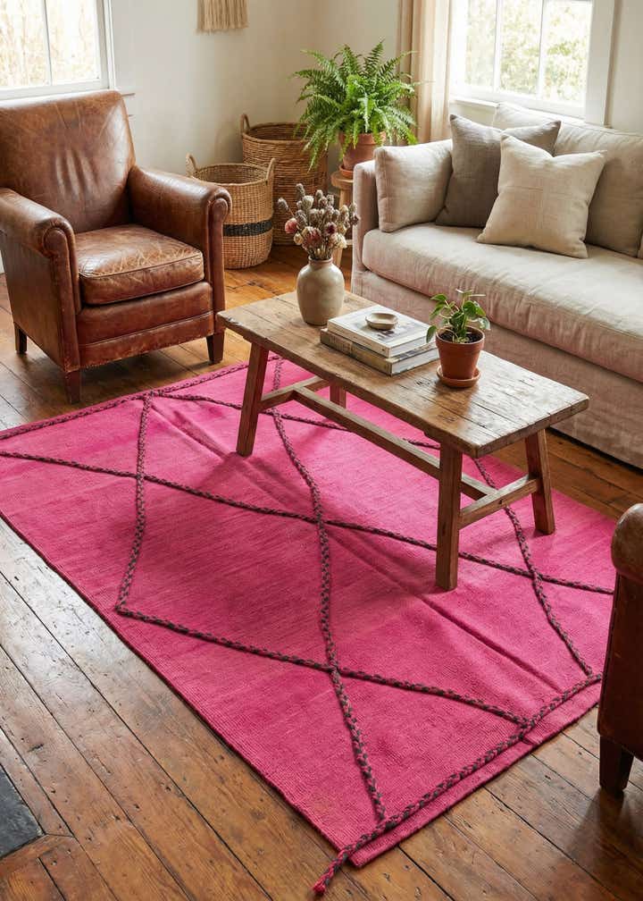 4' 6 x 6' 6 Hand Knotted Moroccan Wool Rug