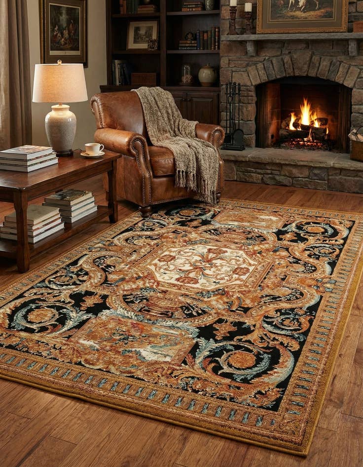 Detail image of 4' x 6'  Washable Traditional Indoor / Outdoor Rug