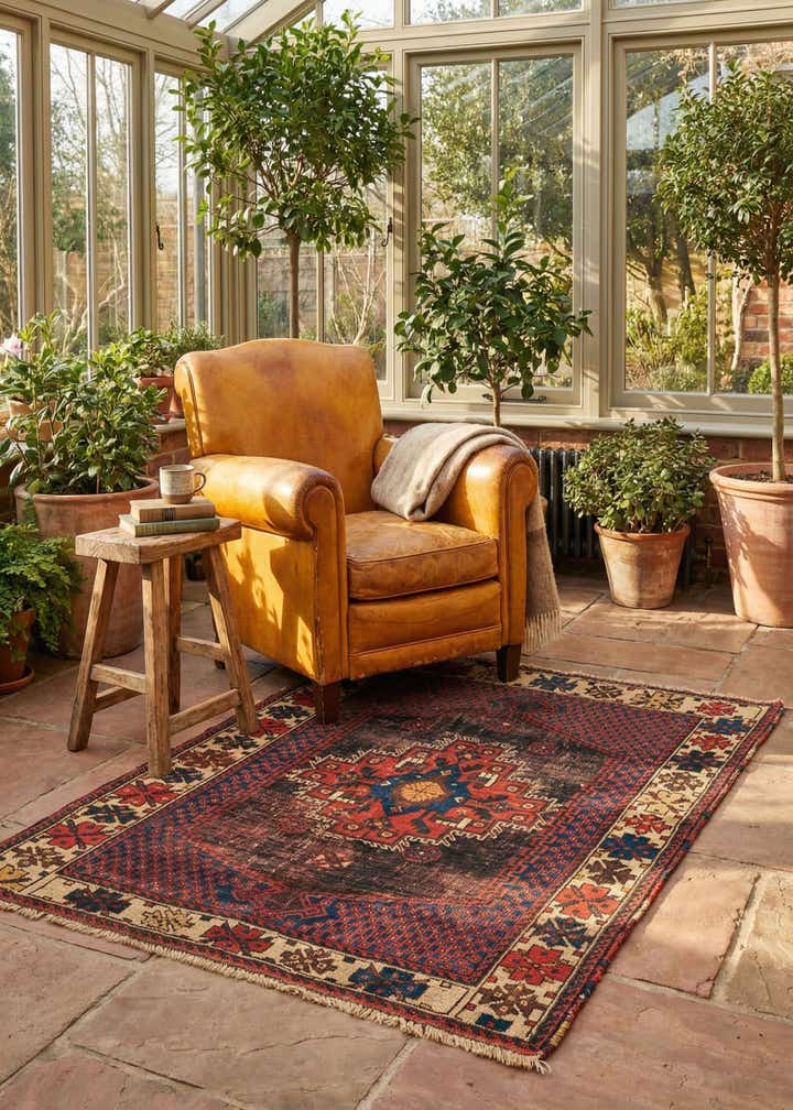 3' 5 x 4' Hand Knotted Bakhtiar Persian Wool Rug