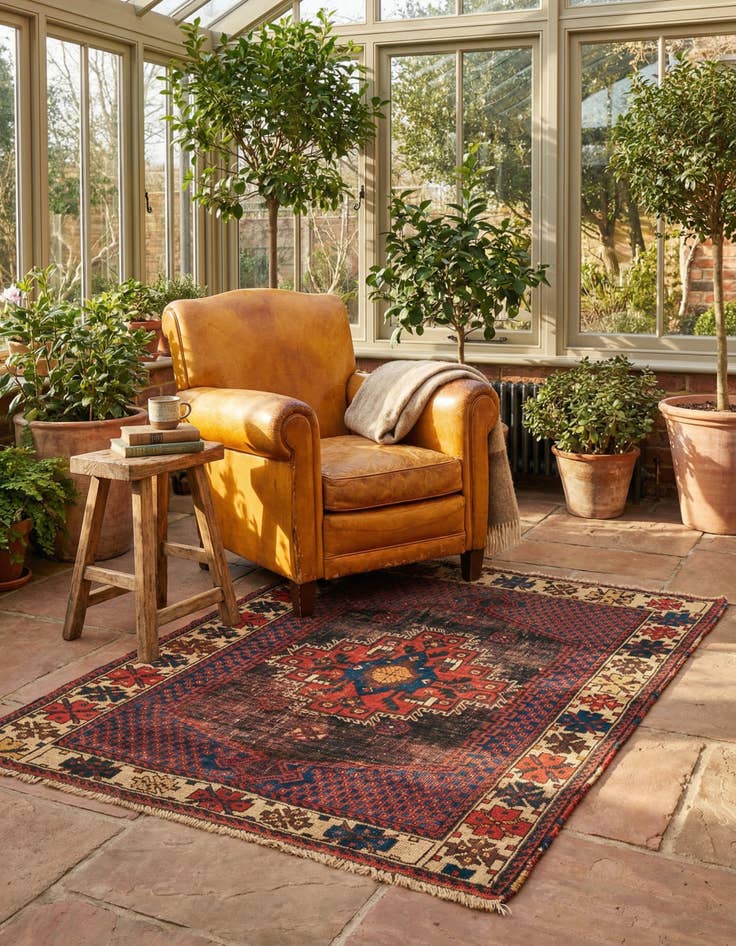 Detail image of 3' 5 x 4'  Hand Knotted Bakhtiar Persian Wool Rug