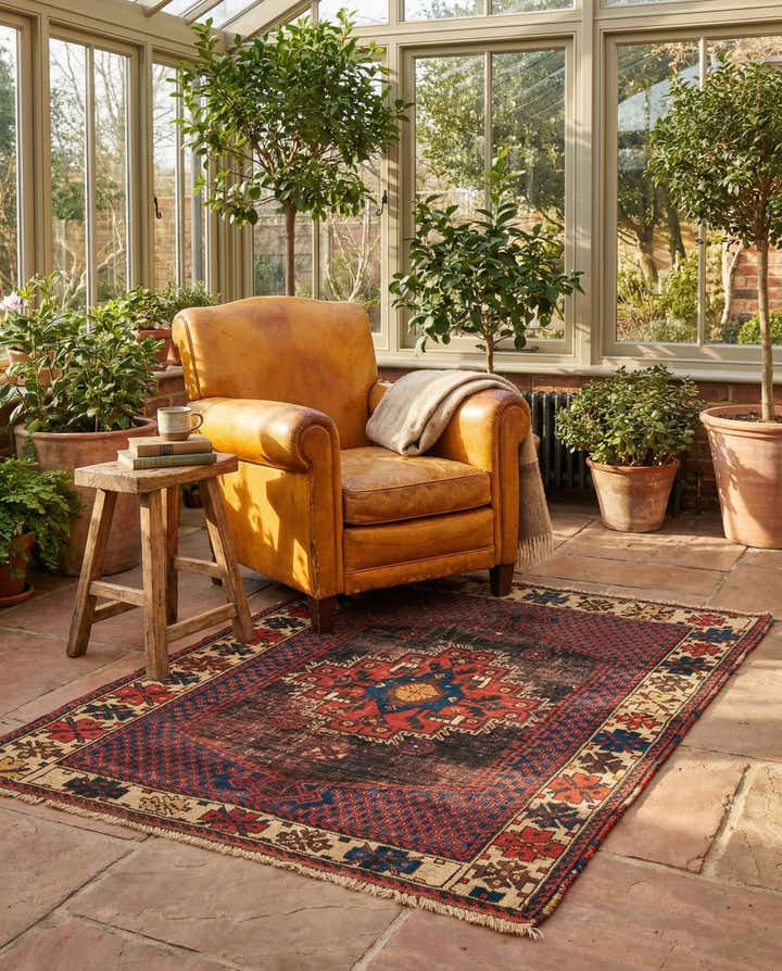 3' 5 x 4' Hand Knotted Bakhtiar Persian Wool Rug