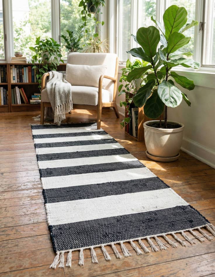 Detail image of 2' x 5' 1  Hand Woven Chindi Rag Runner Rug