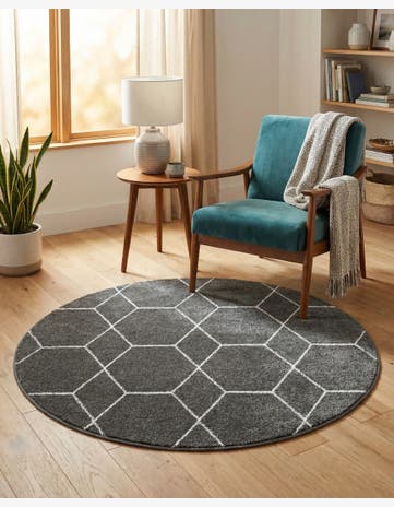 4' x 4' Trellis Frieze Round Rug