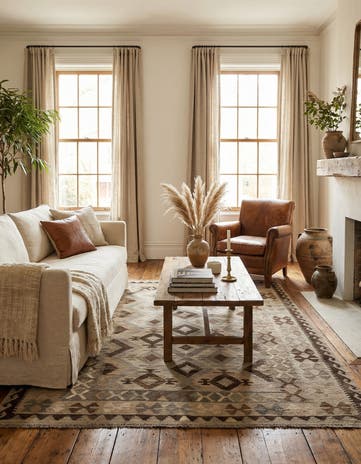 5' 4 x 6' 5 Hand Woven Kilim Maymana Wool Rug