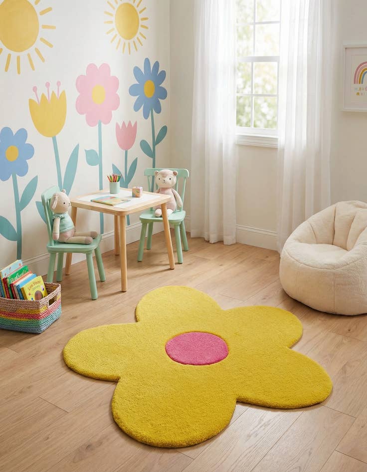 Detail image of 2' 2 x 2' 2 Happy Rugs Funky Flower Wool Round