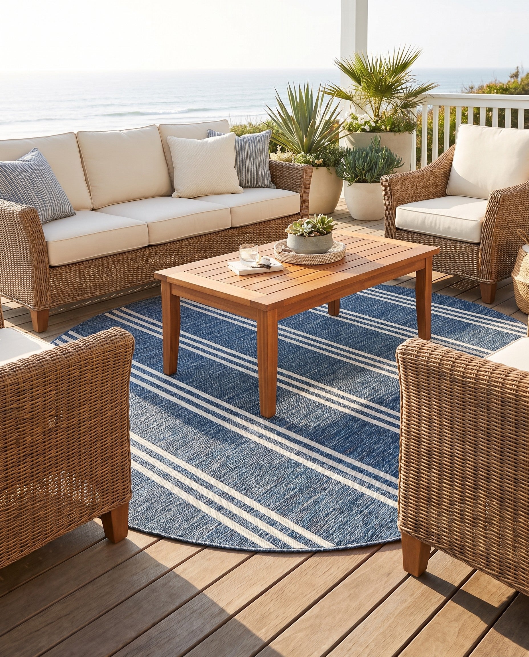 6' 7 x 6' 7 Easy-Clean Jill Zarin Anguilla Indoor / Outdoor Round Rug