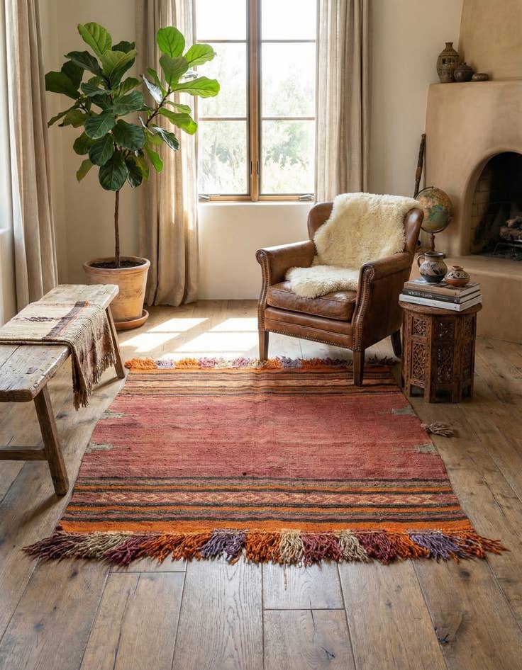 Detail image of  3' 5 x 3' 6  Hand Woven Kilim Afghan Wool Square Rug