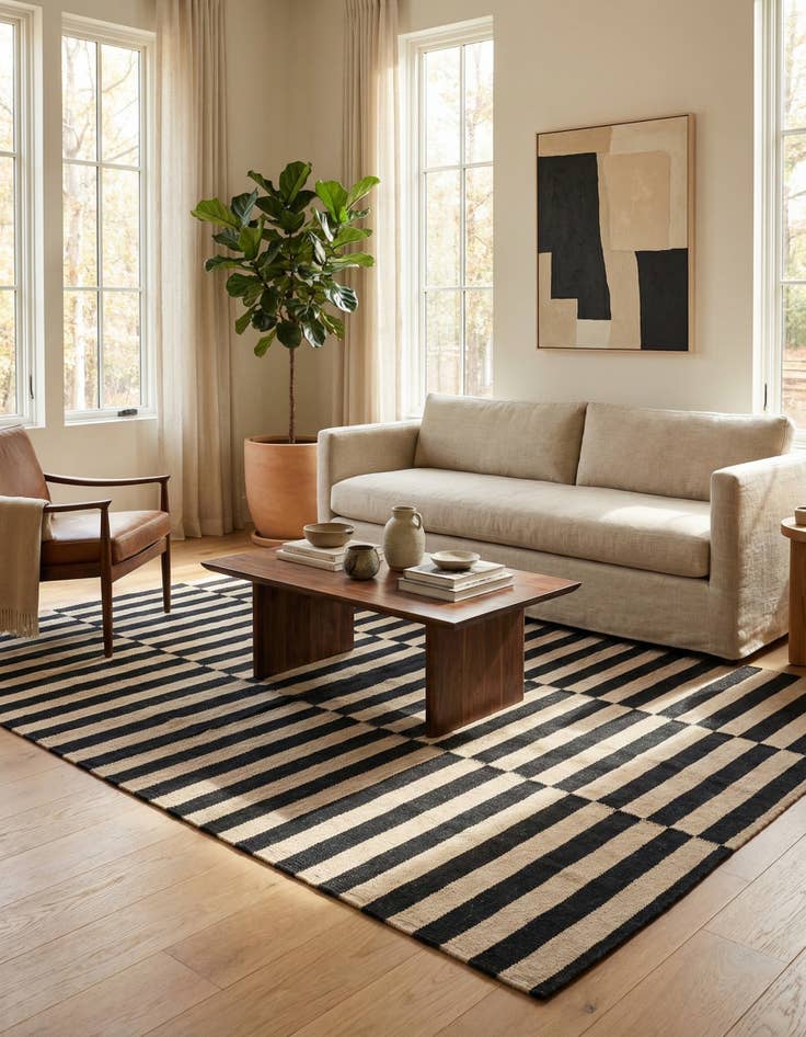 Detail image of 4' 1 x 5' 8  Hand Woven Kilim Modern Wool Rug