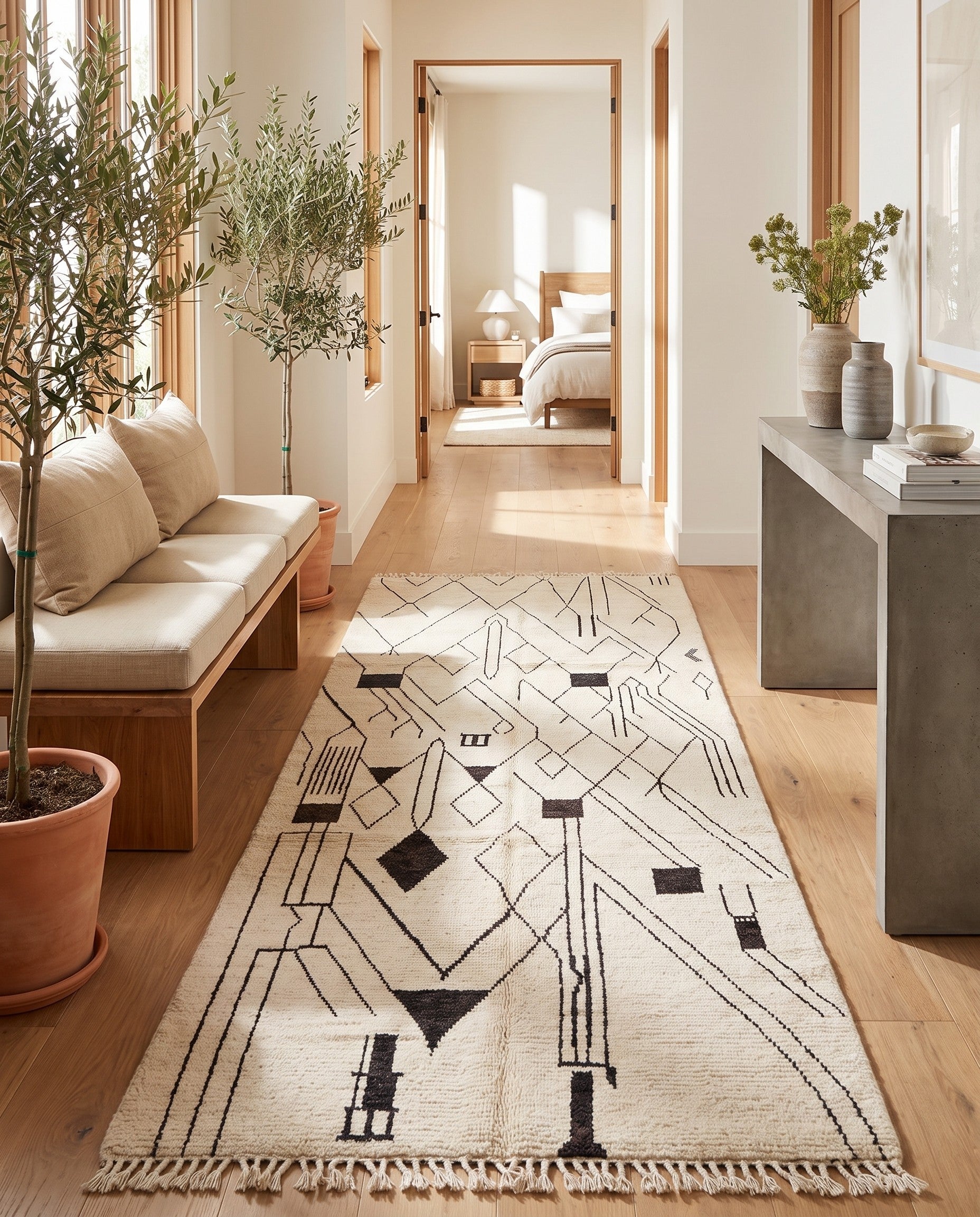 5' 2 x 12' 2 Hand Knotted Moroccan Wool Runner Rug