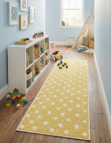 Soft Yellow Whimsy Kids Runner Rug