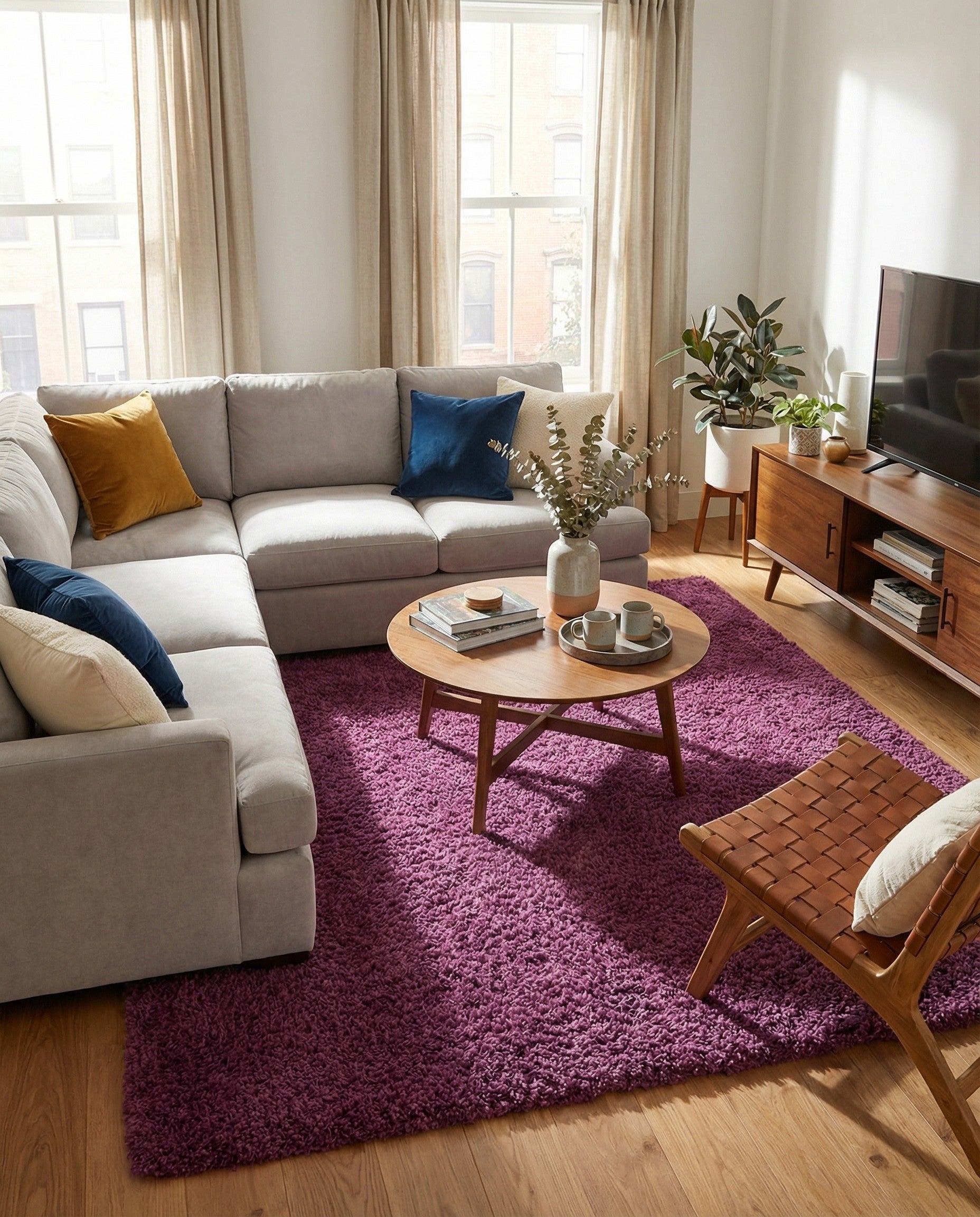  7' 10 x 7' 10 Solid Shag Square Rug