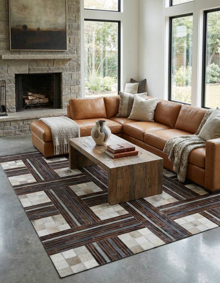 Detail image of 5' x 7' 10 Cowhide Leather Rug