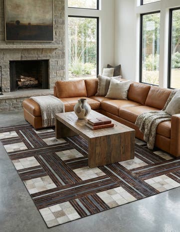 5' x 7' 10 Cowhide Leather Rug