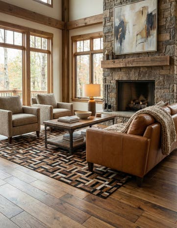 4' 11 x 8' 1 Cowhide - Patchwork Rug