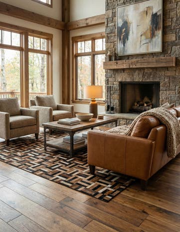 4' 11 x 8' 1 Cowhide - Patchwork Rug