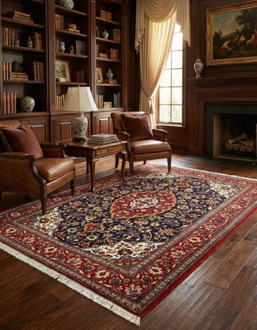 4' 8 x 6' 10 Hand Knotted Qom Persian Rug