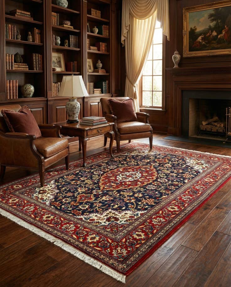 Detail image of 4' 8 x 6' 10 Hand Knotted Qom Persian Rug