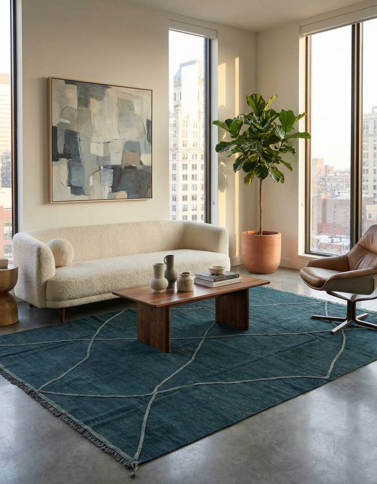 Detail image of 6' 8 x 10'  Hand Woven Kilim Modern Wool Rug