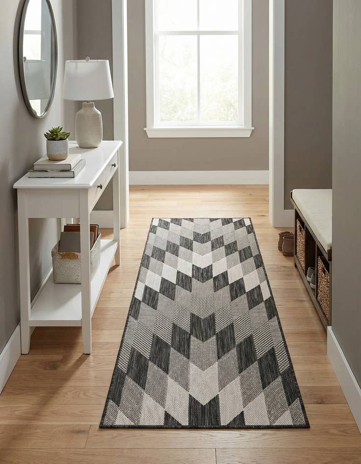 Detail image of 2' x 6'  Washable Modern Indoor / Outdoor Runner Rug