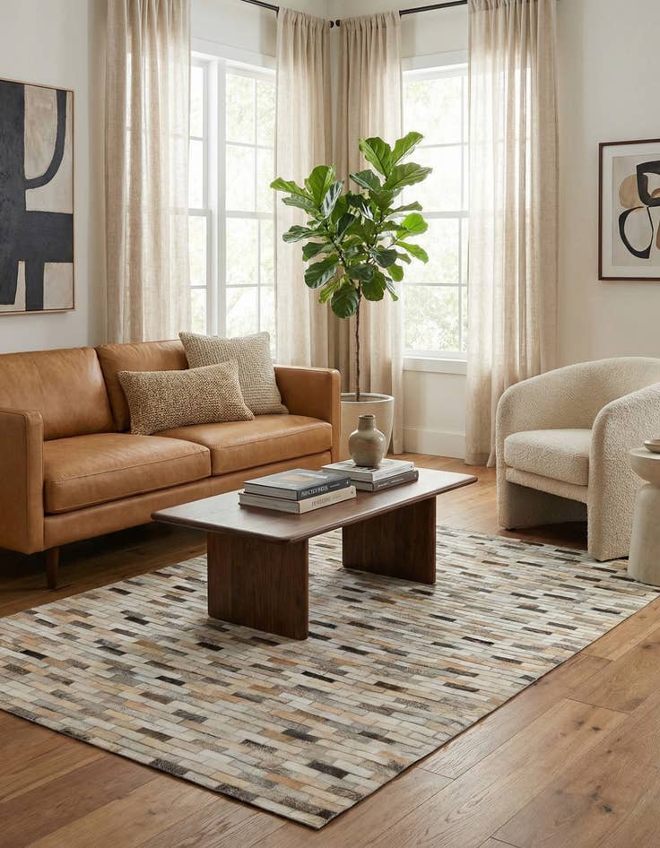 Detail image of 4' x 6' Cowhide Stocks Rug