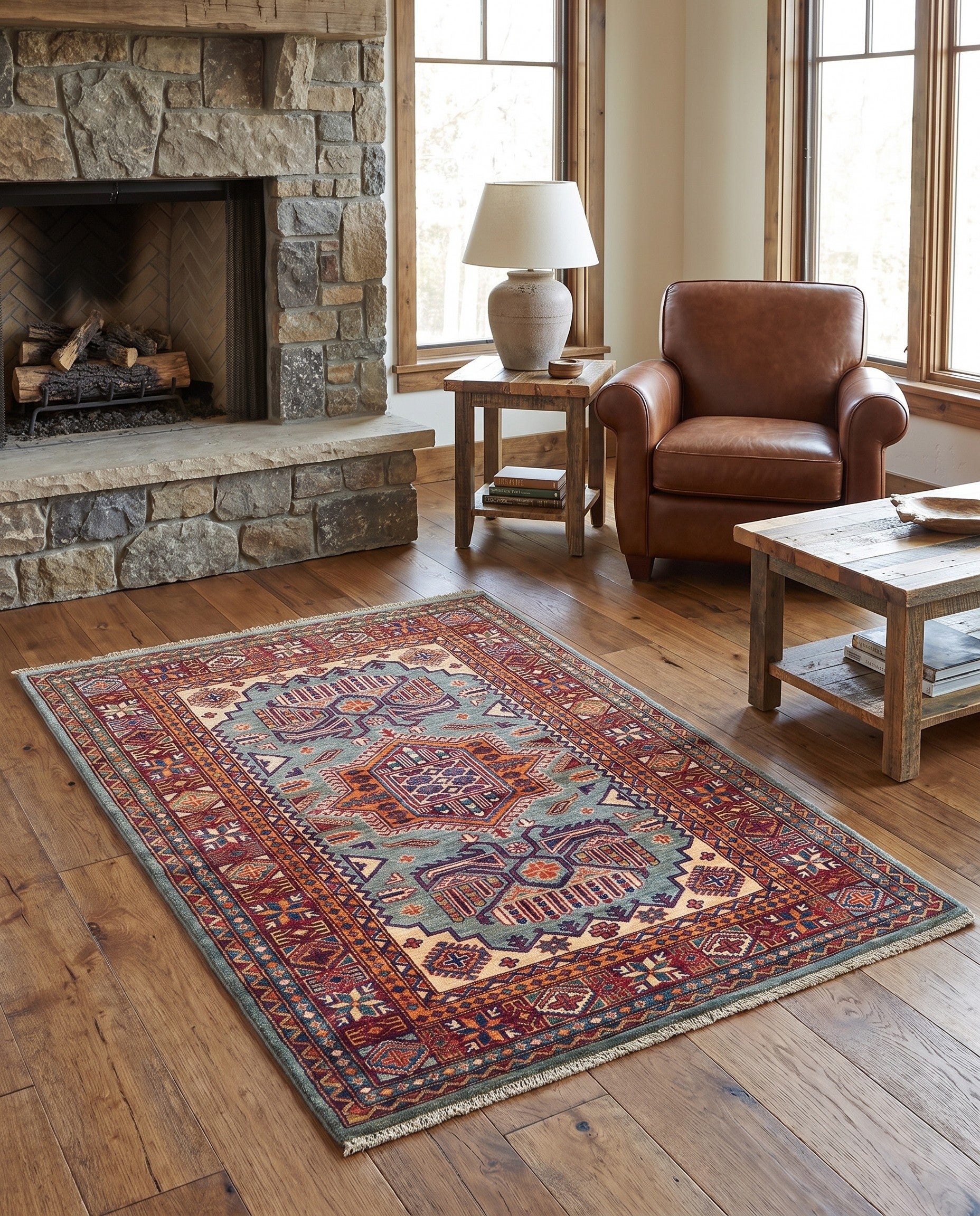 3' 11 x 5' 10 Hand Knotted Kazak Rug