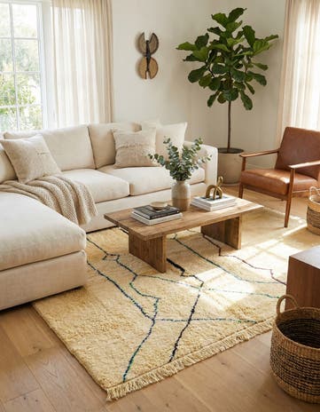 6' 8 x 9' 7 Hand Knotted Moroccan Wool Rug