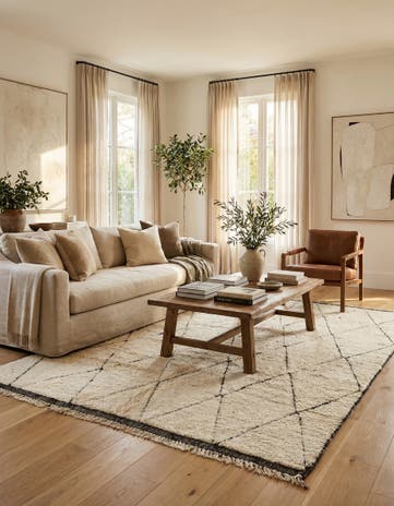 7' x 9' 9 Hand Knotted Moroccan Wool Rug