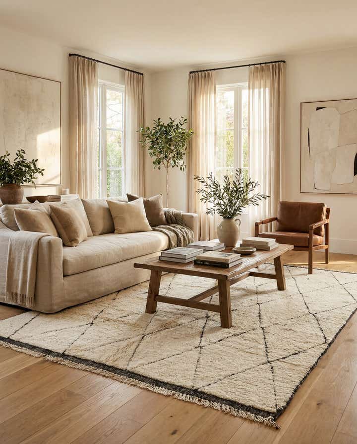 7' x 9' 9 Hand Knotted Moroccan Wool Rug