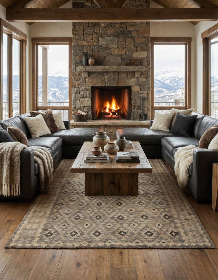 Detail image of 6' 8 x 9' 10  Hand Woven Kilim Maymana Wool Rug