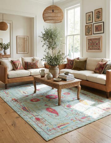 6' x 8' Hand Woven Kilim Suzani Wool Rug