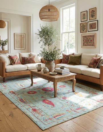 6' x 8' Hand Woven Kilim Suzani Wool Rug